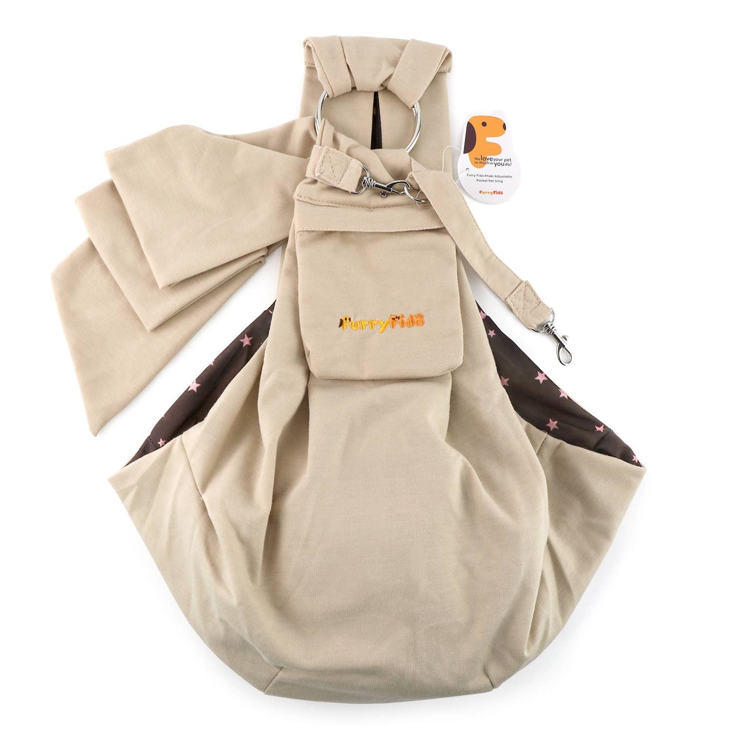 Khaki Adjustable and Reversible Pocket Pet Sling