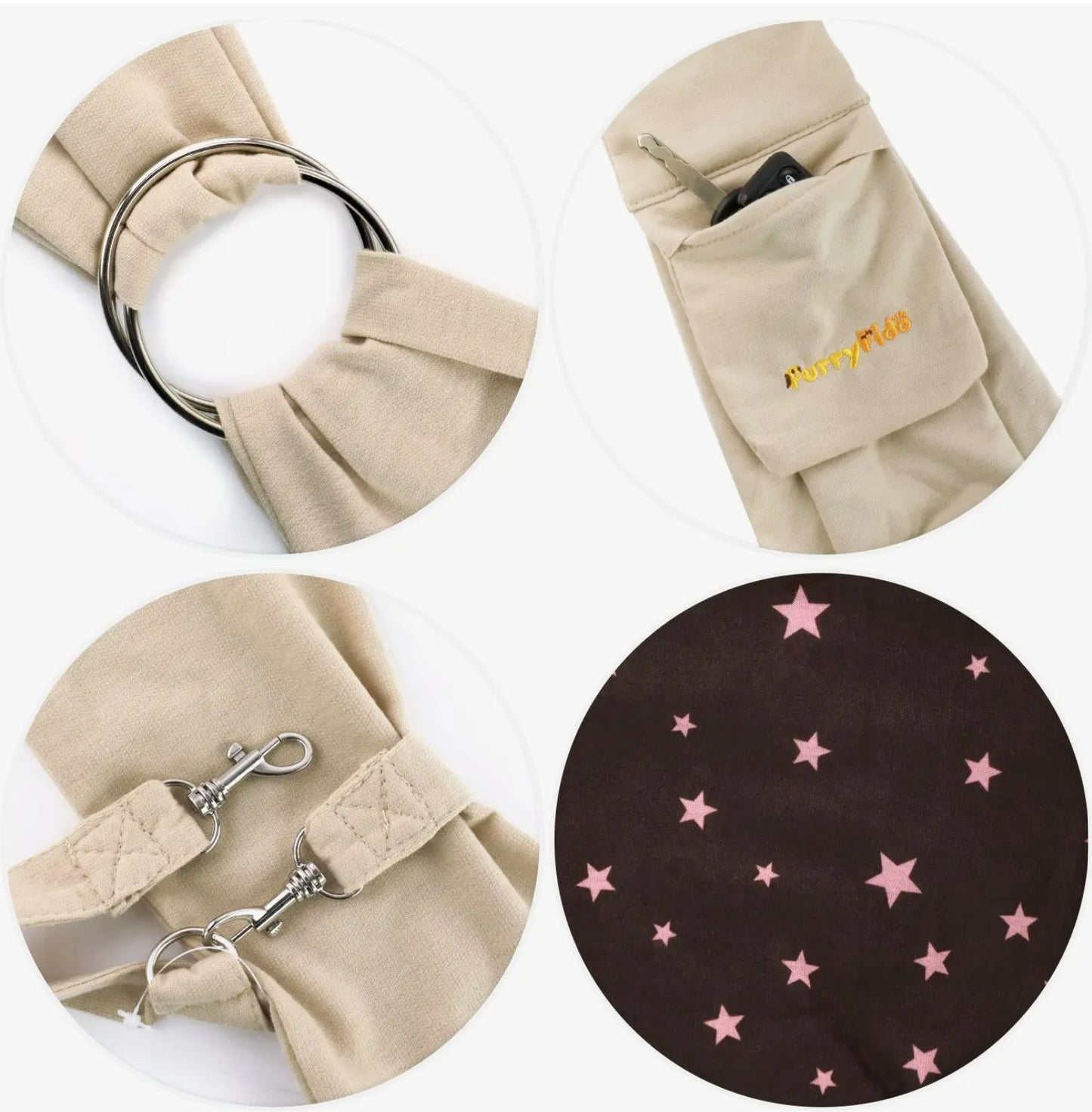 Khaki Adjustable and Reversible Pocket Pet Sling