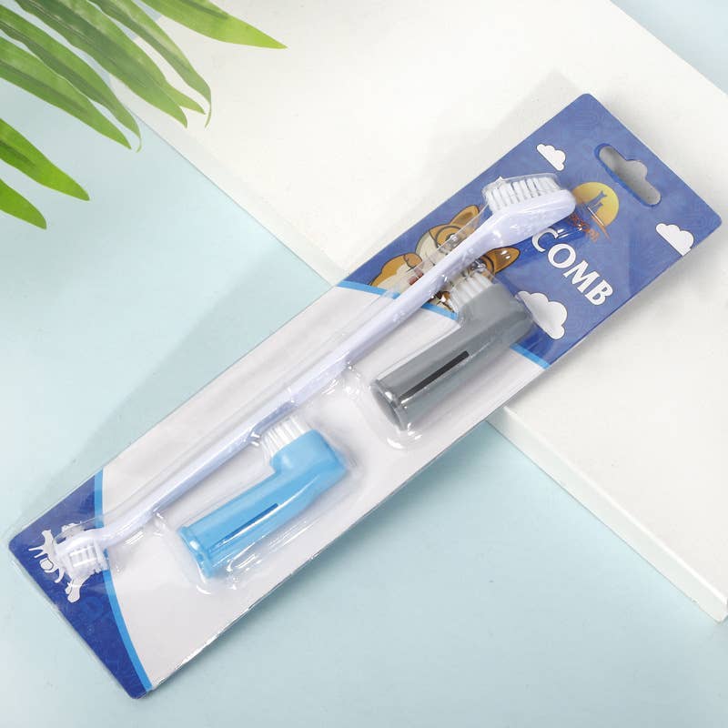 Three Piece Pet Dog Toothbrush cat Cleaning Brush