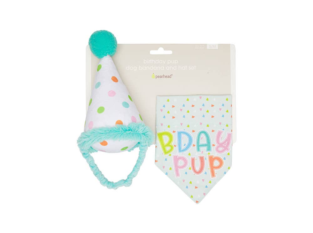 Birthday Pup Pet S/M Bandana Hat Set
