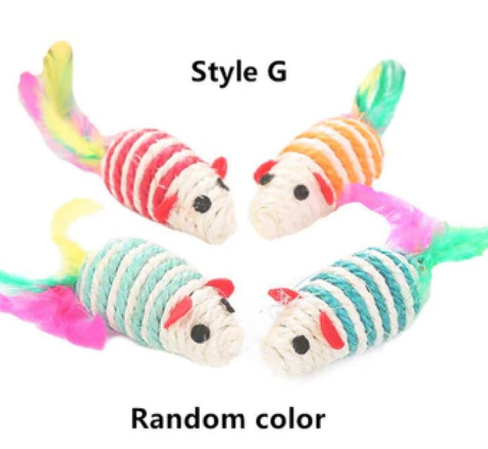 Pet cat toy sisal ball colorful feather toy wholesale